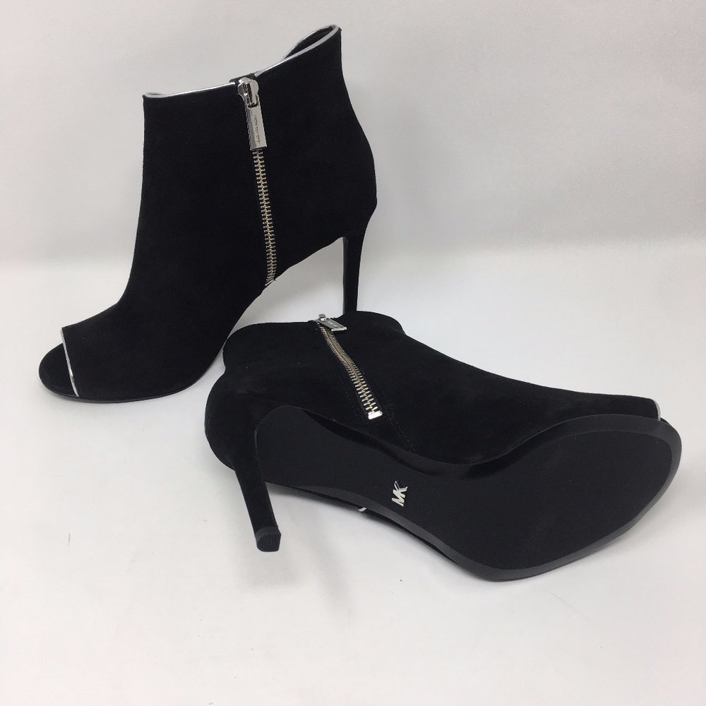 MK Harper Suede Open-Toe Ankle Boot